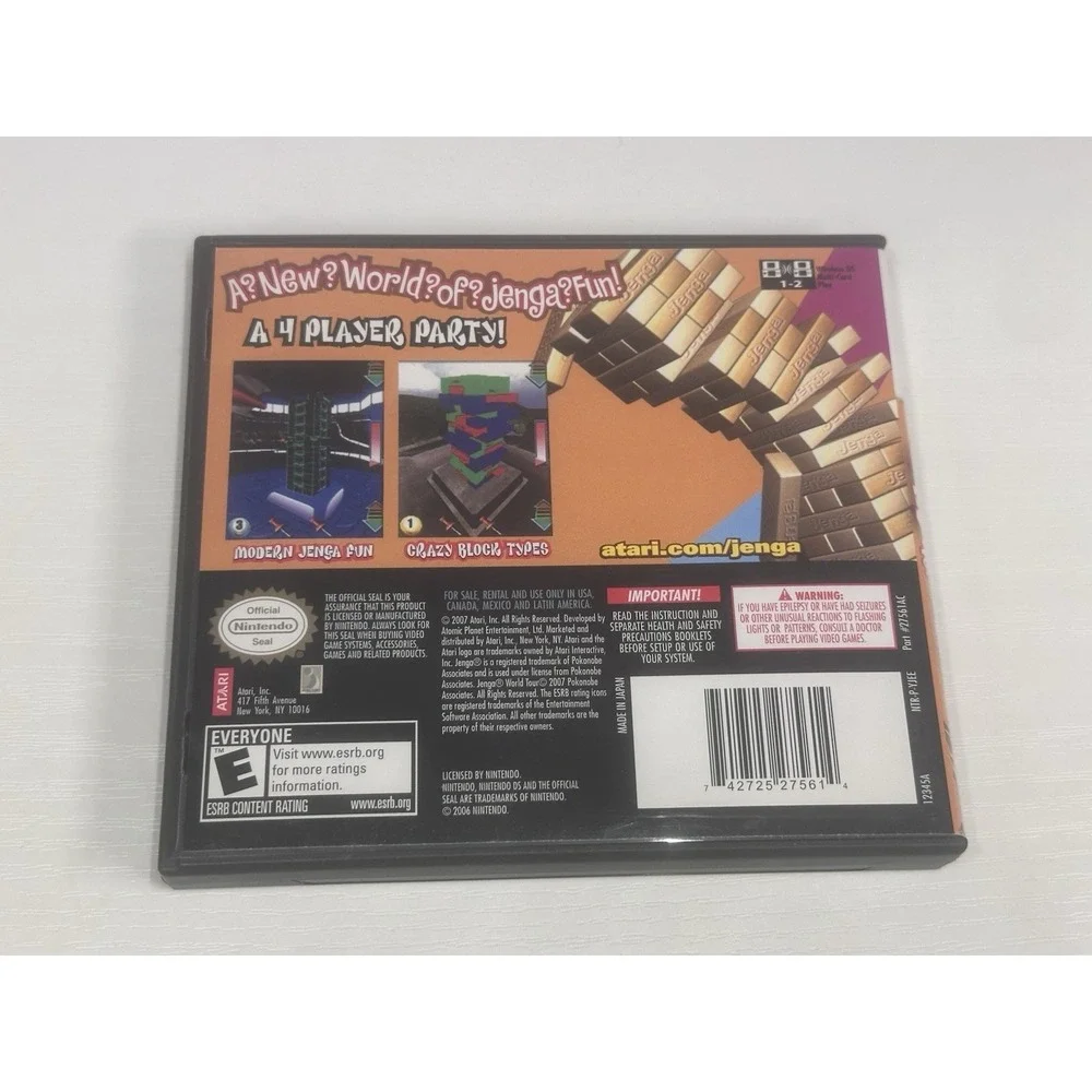 Jenga World Tour Nintendo DS Complete CIB w/ Manual Atari Tested Game